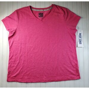 Muk Luks Womens Solid Pink Short Sleeve Top Size‎ XL Extra Large Cotton Blend